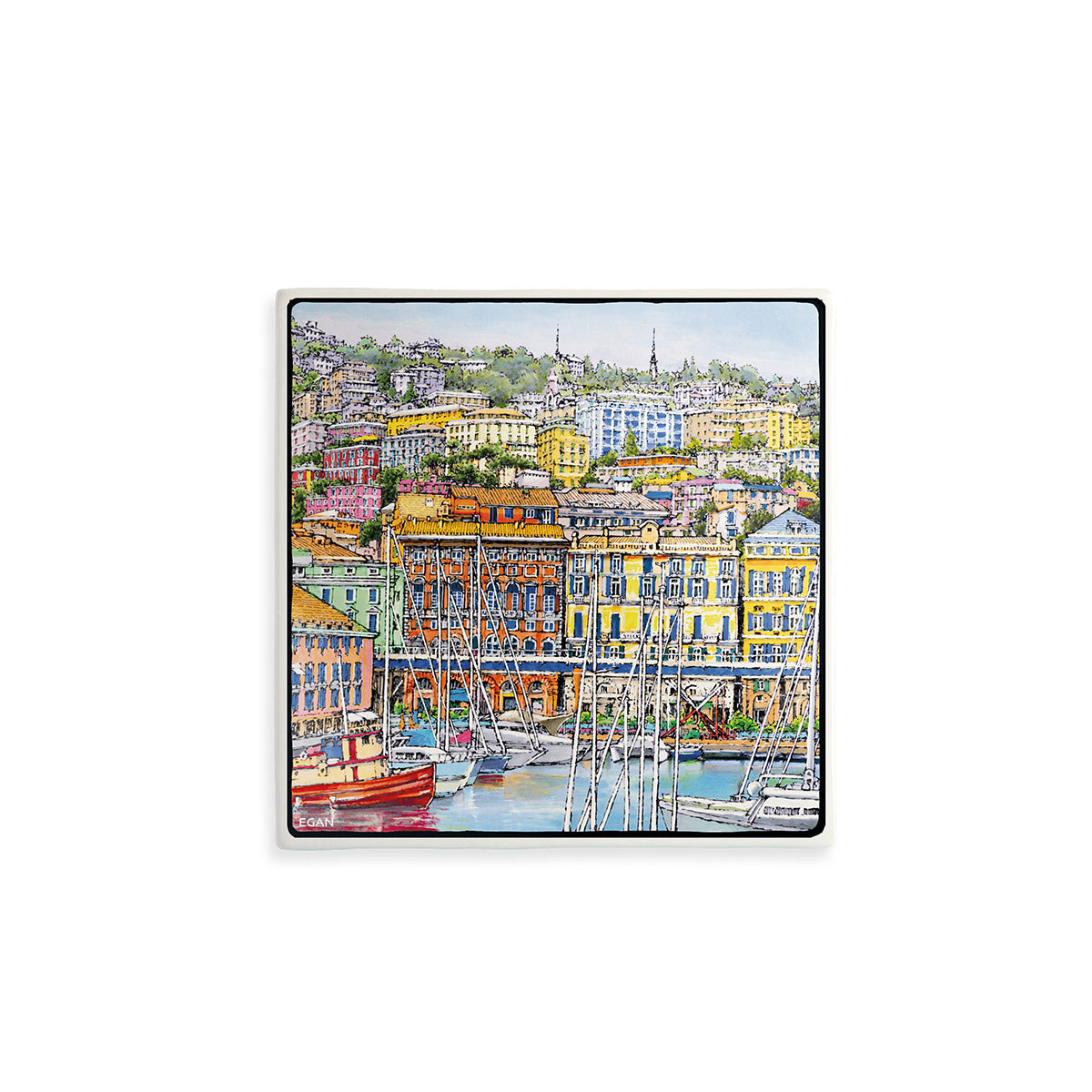 Formella "Genova - il Porto Antico" 21X21